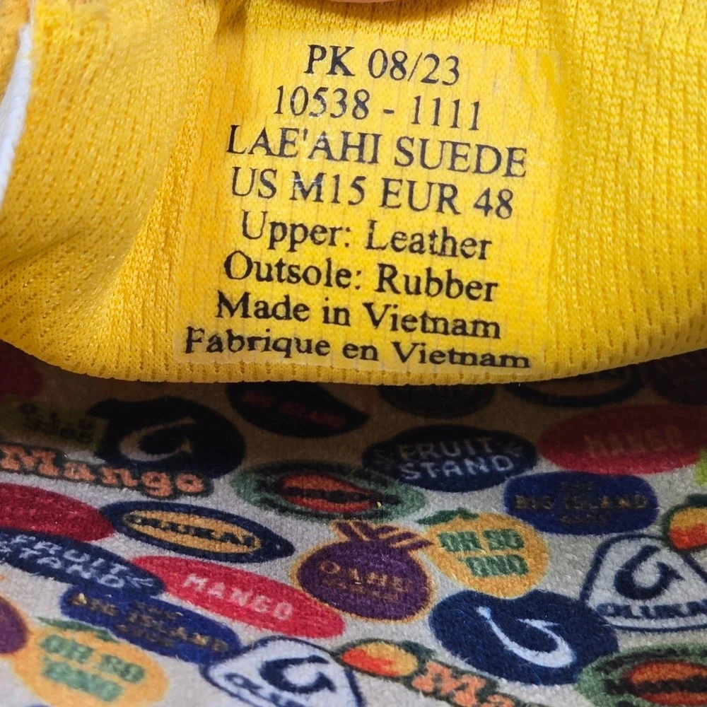 OluKai Lae'ahi Suede Yellow Slip On Sneakers Mens 15 10538-1111 Drop-In Heel